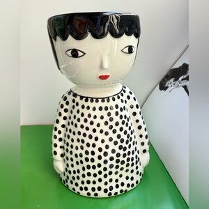 Anthropologie Kinska Melena Hand Painted Face Pot | Modern Ceramic Planter‎